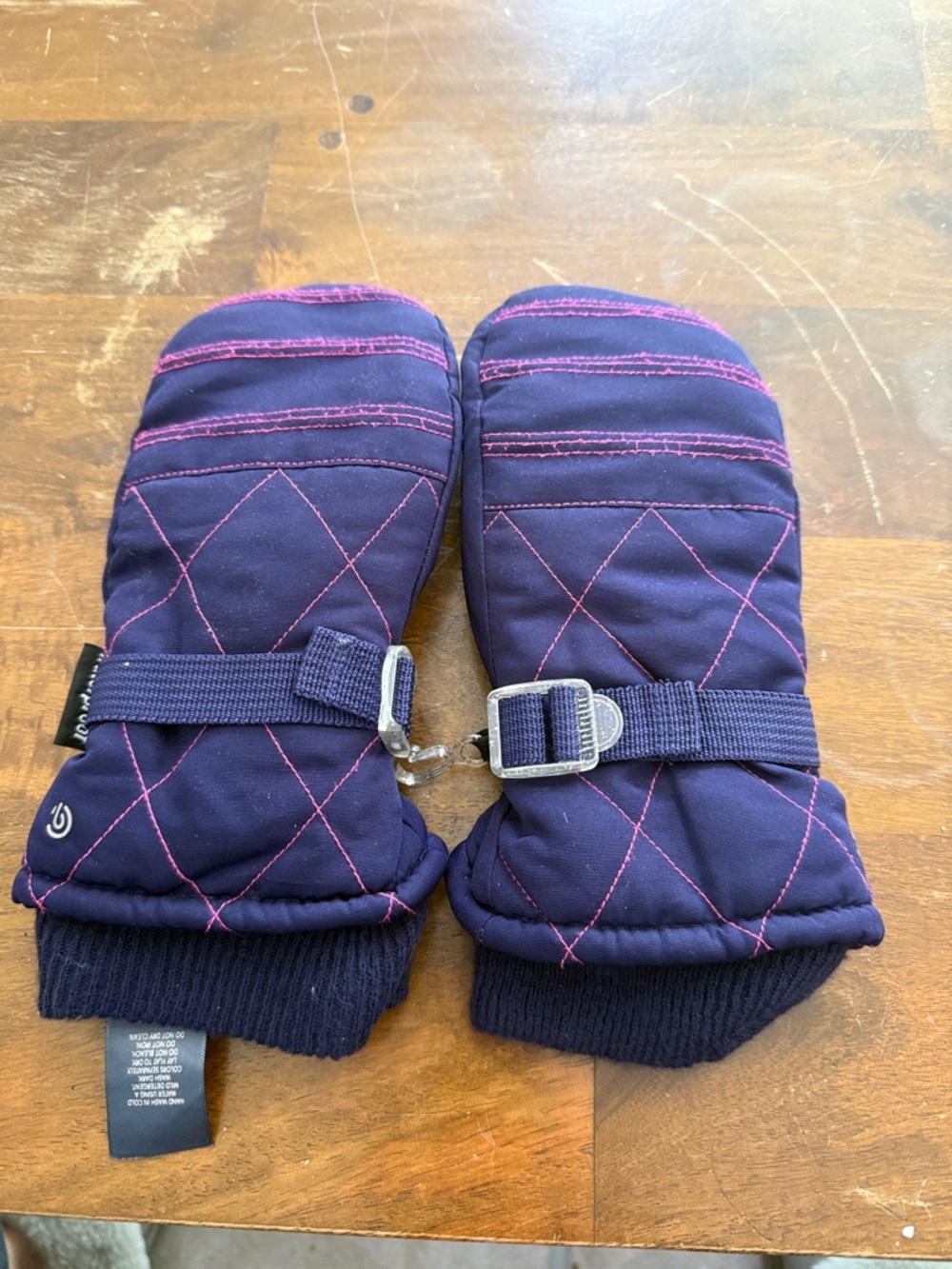 Champion Kids Purple Mittens with Pink Stitching